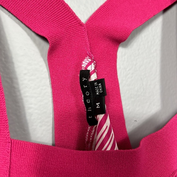 Theory 100% silk pink striped racerback tank top size M - Picture 8 of 14